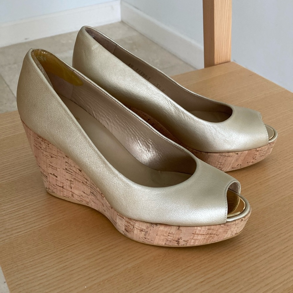 Stuart Weitzman Anna Peep Toe Wedge 5 1/2